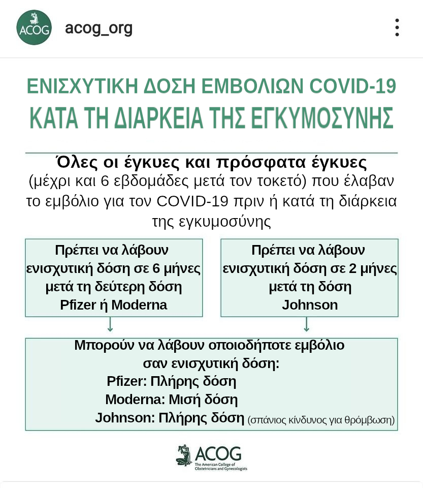 ενισχυτική δόση εμβολίου COVID-19 κατά την εγκυμοσύνη και τον θηλασμό